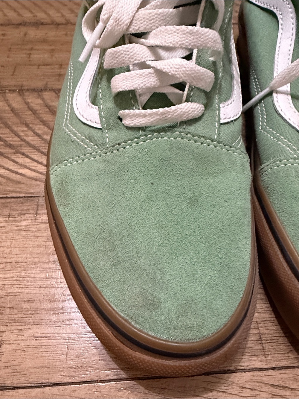 Green Suede Low-Top Sneakers with White Stripe VANS - Picture 8 of 10